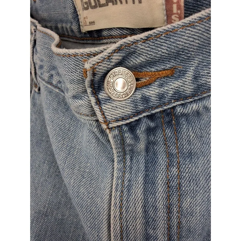 Levis 505 Regular Fit Jeans Mens Size 42x30 Light Blue Denim Classic Straight Le